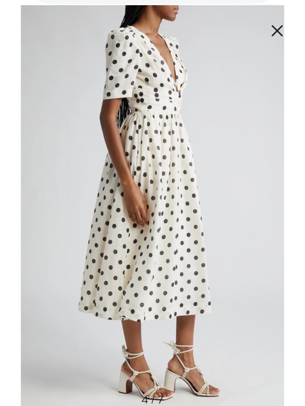 Zimmermann Cream Midi Dress with Black Polka Dots - Picture 2 of 4